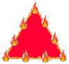 Symbol Vuur: Rode driehoek met punt omhoog omringt door vlammen - TantraTempel