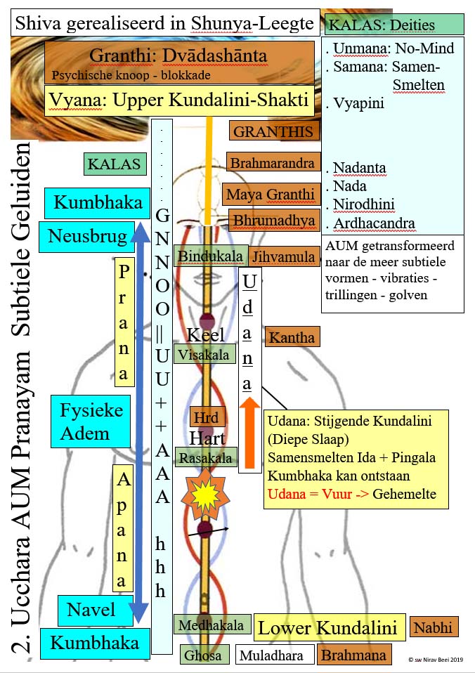 Schema Ucchara oefening met Kumbhaka - Prana - Apana - Granthi's - Samana - Udana - Kalas 